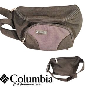 Vintage 80's-90's Columbia Black Belt Bag  Fanny Pack With 3 Pockets Unisex
